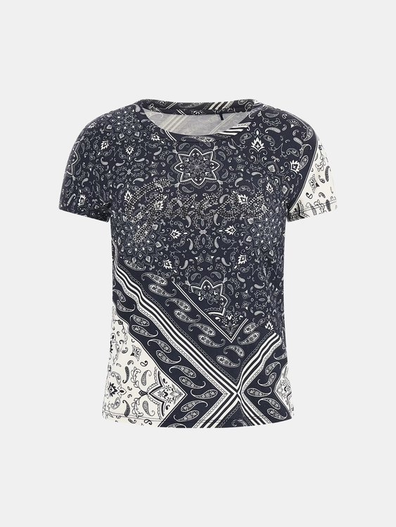 Luxusní Bandana Print triko, Modrá barva, S, M