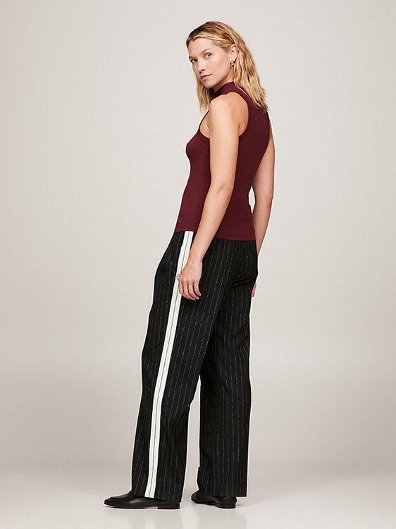 Módní Slim Mock triko, Červená, Vínová barva, 2024