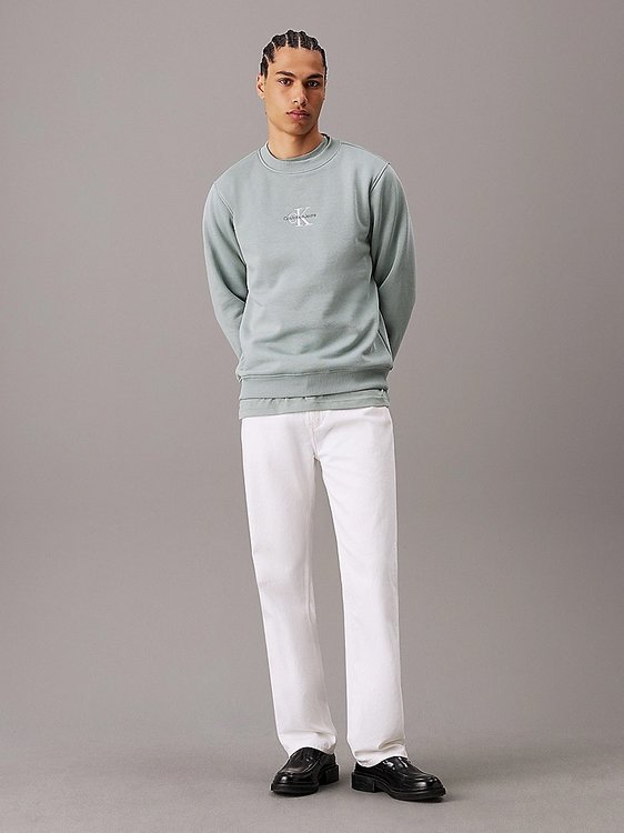 Luxusní Monologo Crew Neck mikina, Šedá barva, S, M, L, XL