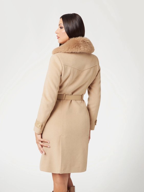 Módní Amelia Double Breast kabát, Béžová barva, 2024