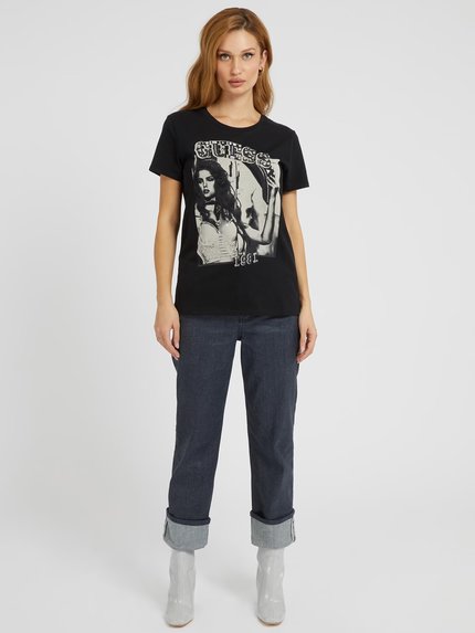 Módní Western triko, Černá barva, 2023
