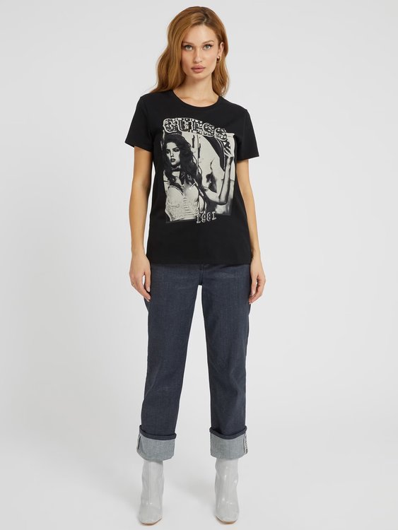 Módní Western triko, Černá barva, 2023