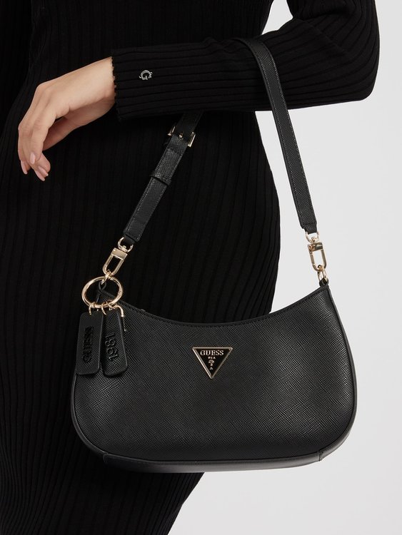 Módní Noelle Top Zip malá kabelka, Černá barva, 2023, 2024