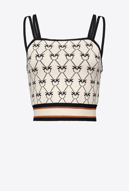 Pinko – Carrara top, Béžová, Bílá barva