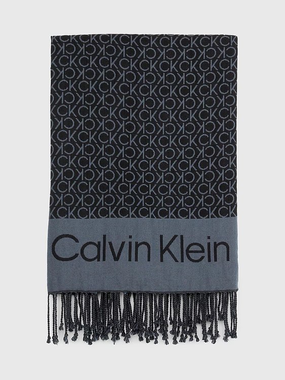 Calvin Klein Jeans – Fringes šála, Černá barva
