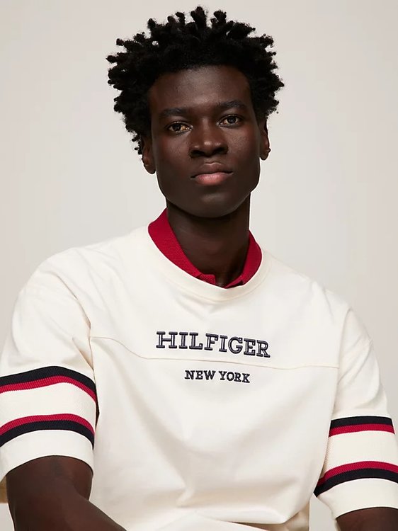 Módní Monotype Sleeve Colourblock triko, Krémová barva, 2024