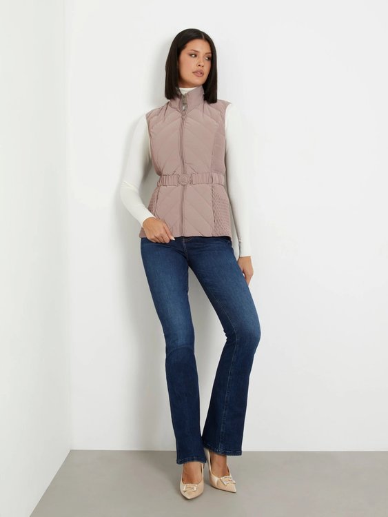 Cassandra Belted vesta – GUESS, Béžová, Hnědá, Krémová barva Ženy