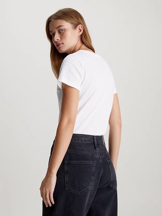 Satin CK Slim triko – Calvin Klein Jeans, Bílá barva Ženy