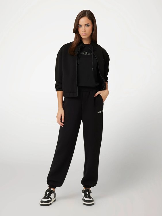 Cecilia Scuba mikina na zip – GUESS, Černá barva Ženy