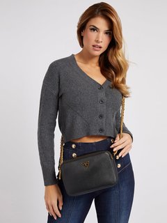 Luxusní Aura Saffiano crossbody, Černá barva, T/U