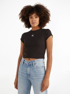Luxusní Rib cropped tričko, Černá barva, XS, S, M, L 1