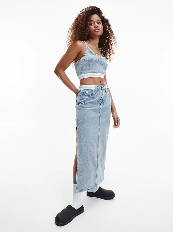 Maxi denim sukně – Calvin Klein Jeans, Modrá barva Ženy