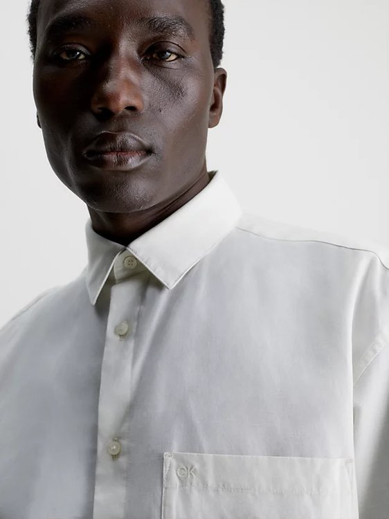 Luxusní Cotton Linen košile, Bílá barva, L