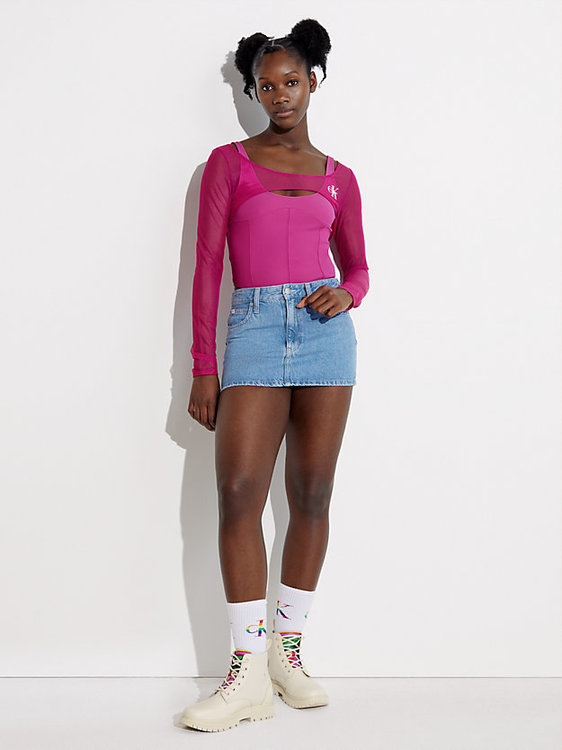 Módní Mesh Layered body, Růžová barva, 2023