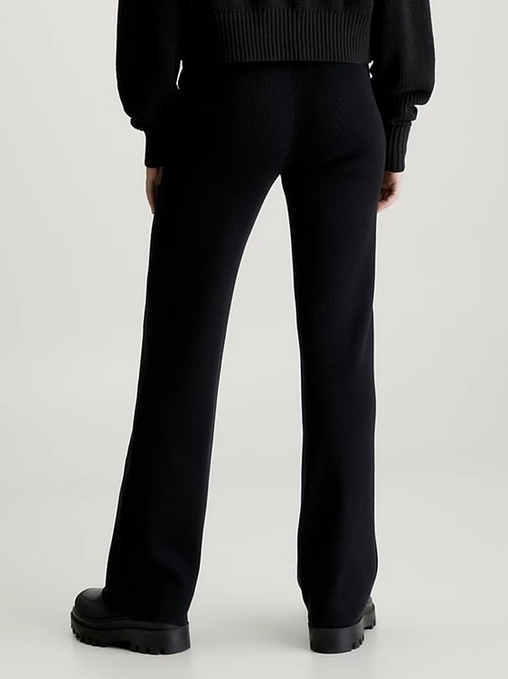 Badge Straight Knitt kalhoty – Calvin Klein Jeans, Černá barva Ženy