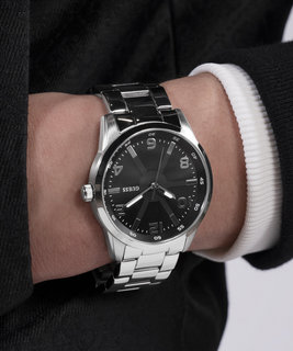 GUESS, Černá, Stříbrná barva Monte hodinky