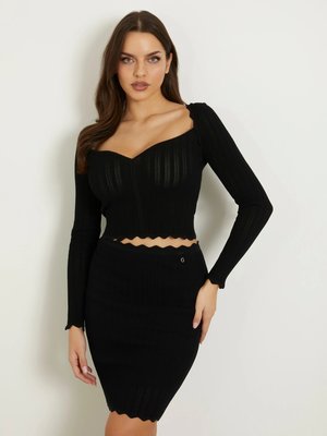 GUESS – Pointelle Anjela svetr, Černá barva