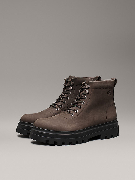 Lugged Laceup biker obuv – Calvin Klein Jeans, Hnědá barva Muži