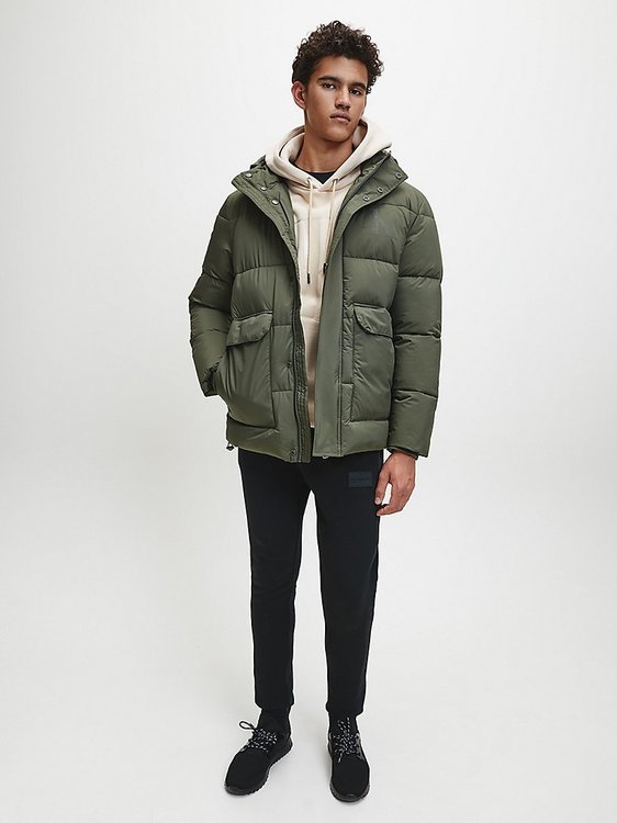 Bunda – Calvin Klein Jeans, Khaki, Zelená barva Muži, Muži
