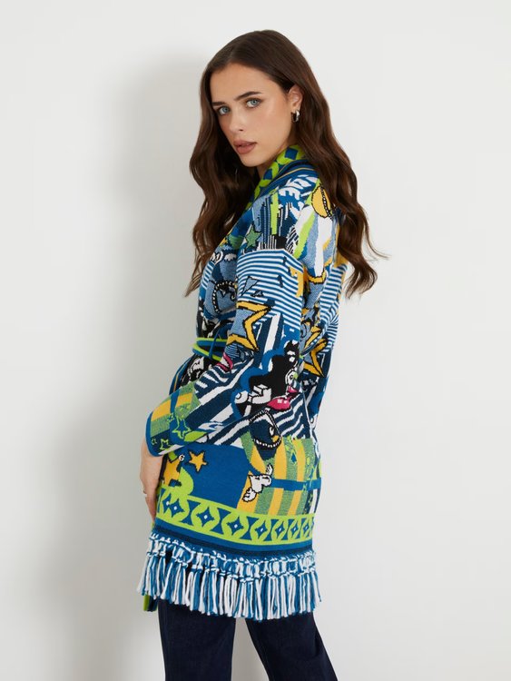 Módní Multi-color Jacquard Motif kardigan, Multi barva, 2024