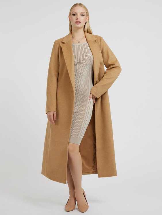 Diamante kabát – Guess, Béžová, Hnědá barva Ženy