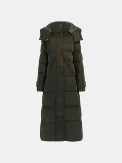 Ines Long Down kabát Khaki, Zelená barva Ženy