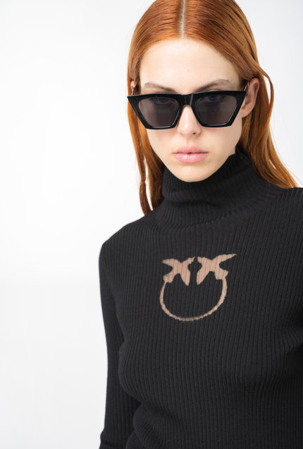 Módní Tartaruga svetr, Černá barva, 2024, 2023