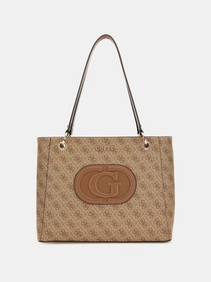 GUESS – Eco Mietta Noel velká kabelka, Béžová barva