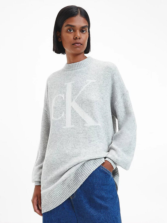 Fluffy yarn svetr – Calvin Klein Jeans, Šedá barva Ženy