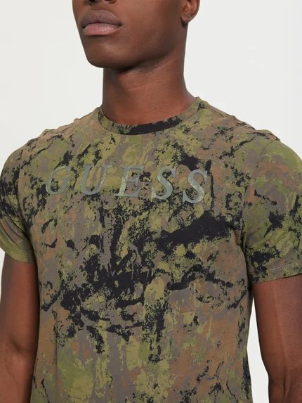 Módní Textured camo triko, Khaki, Multi barva, 2022