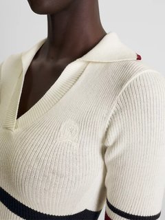 Luxusní Stripe Cashmere šaty, Krémová barva