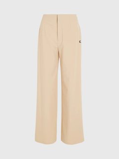 Wide Leg Knit kalhoty Béžová, Krémová barva Ženy