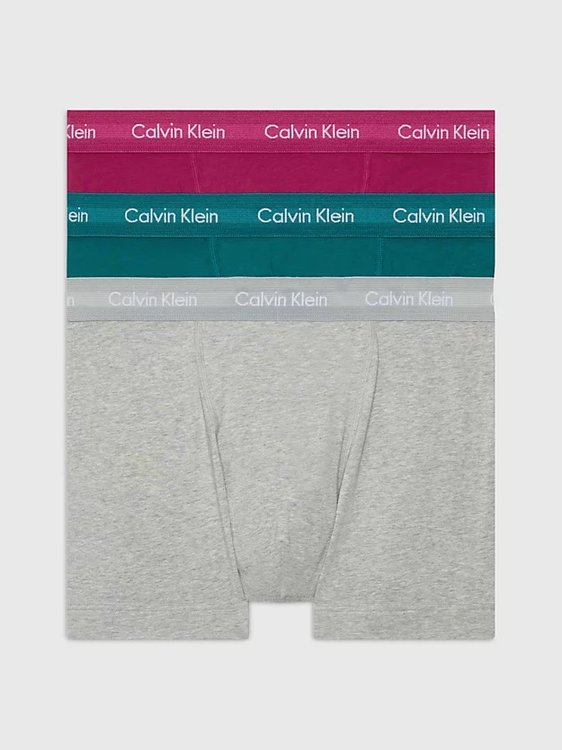 Calvin Klein Underwear – Cotton Stretch boxery 3ks, Šedá, Vínová, Zelená barva