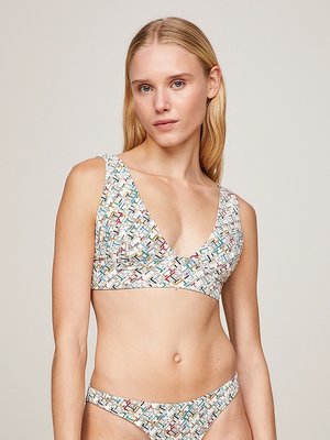 Tommy Hilfiger – TH Monogram plavky - Horní díl, Béžová, Multi barva