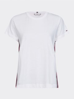 Luxusní TH Signature Tape triko, Bílá barva, XXS, XS, S, M