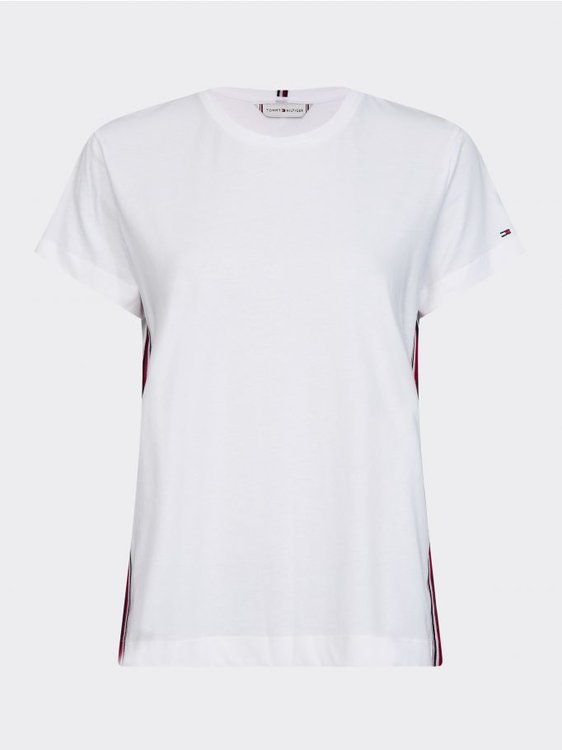 Luxusní TH Signature Tape triko, Bílá barva, XXS, XS, S, M