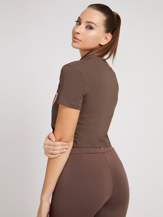 Luxusní Adele crop triko, Hnědá barva, XS, S, M