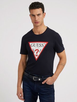 GUESS – Original triko, Modrá, Navy barva