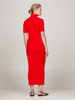 Luxusní Skinny Cable šaty, Červená barva, XS, S, M, L