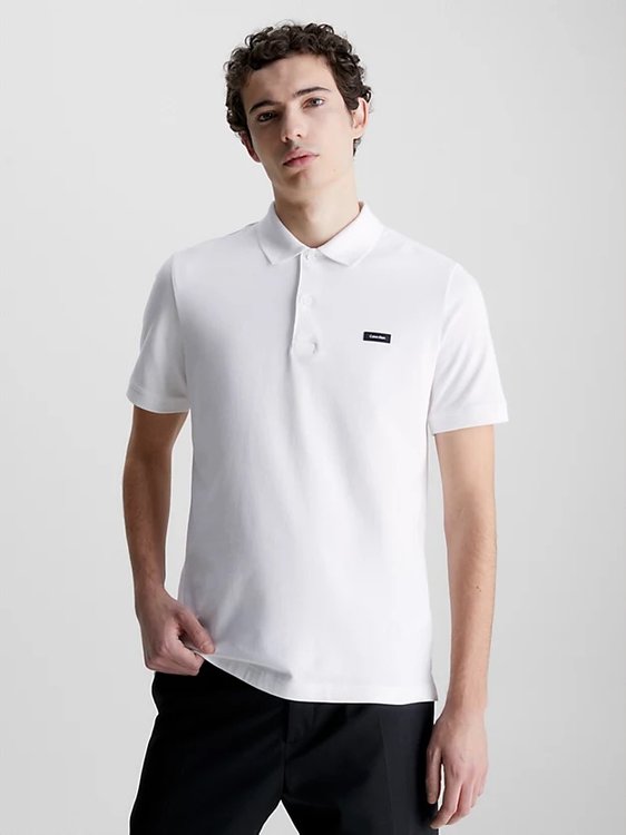 Calvin Klein – Stretch Pique polo, Bílá barva