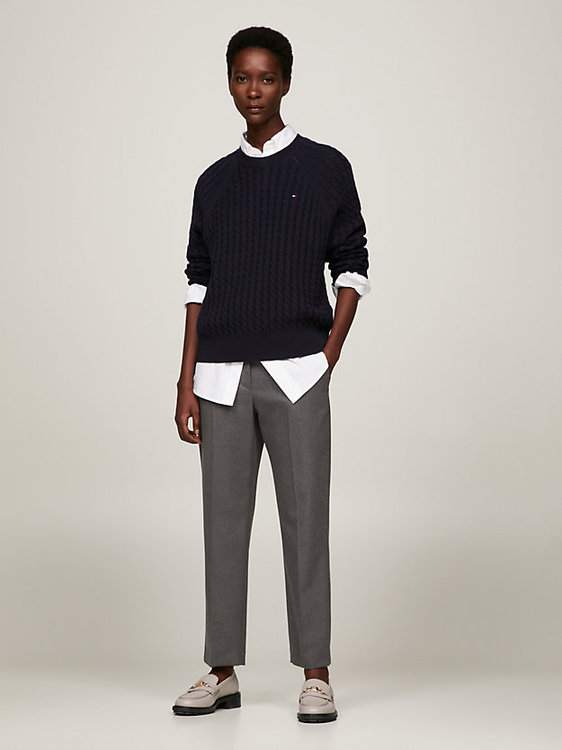 Cable C svetr – Tommy Hilfiger, Modrá barva Ženy