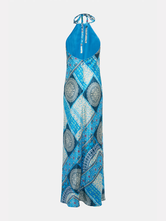 Mykonos maxi šaty Modrá, Tyrkysová barva Ženy