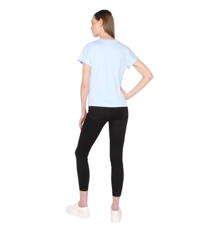 Módní Embroidered triko, Modrá barva, 2022