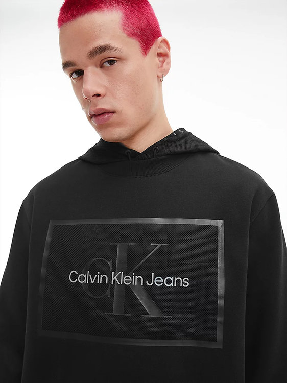 Calvin Klein Jeans, Černá barva Molologo mesh mikina