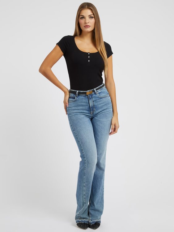 Módní Karlee top, Černá barva, 2023