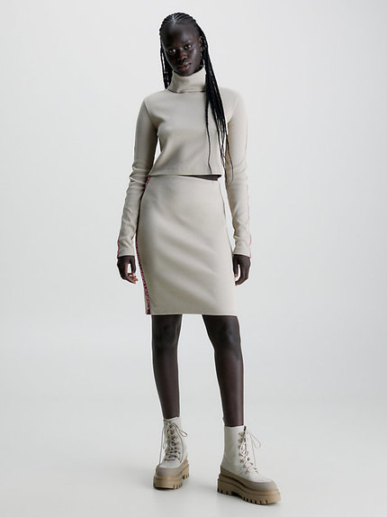 Módní Logo Elastic Crop triko, Krémová, Šedá barva, 2023