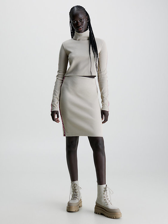 Módní Logo Elastic Crop triko, Krémová, Šedá barva, 2023