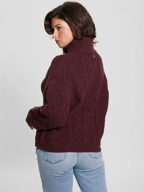 Luxusní Cable svetr, Bordó, Červená, Vínová barva, XS, S, M, L