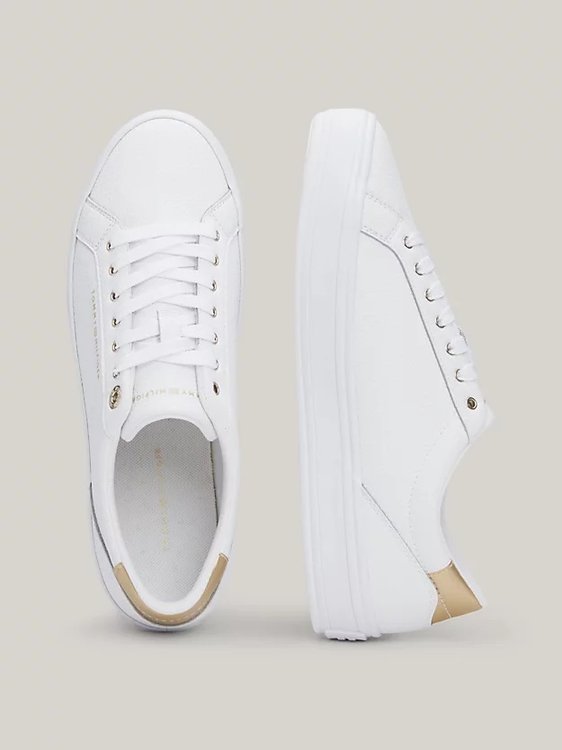 Essential Vulc Leather tenisky – Tommy Hilfiger, Bílá, Zlatá barva Ženy