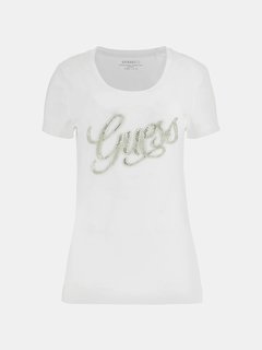 Guess Script triko Bílá barva Ženy